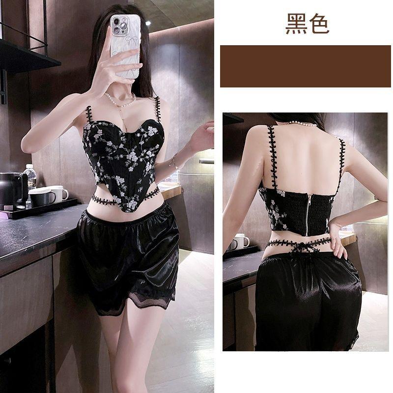 Women's Sweetheart Neck Sleeveless Lace Corset Top Slim Fit Sweet Floral Print Bustier Camisole