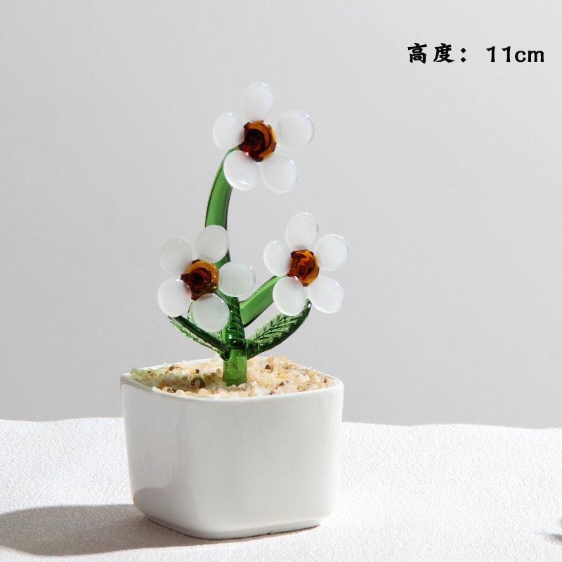 Handmade Glass Blown Cactus Cute Crystal Art Cactus Statue Collection Desk Desktop Simulation Plant Decoration