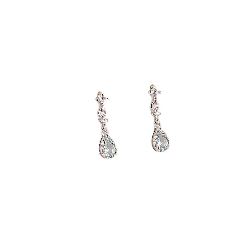 "Walden Lake Blue Zircon Water Drop Earrings: Unique Sparkling 2022 Design"