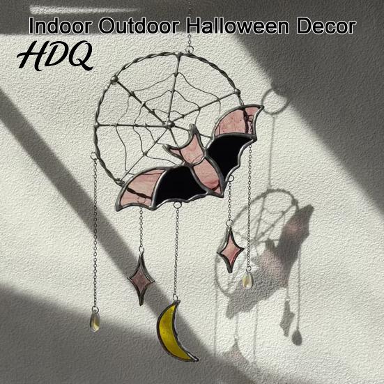 Indoor Outdoor Halloween Decor Hanging Pendant Colorful Sun Catcher for Wall Window Decoration Stained Glass Home Style Art Ornament And Party