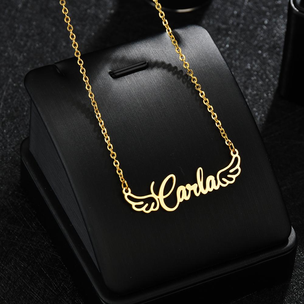Atoztide Custom Name Necklaces for Women Stainless Steel Jewelry Butterfly Wing Pendant Choker Chain Personalized Birthday Gift