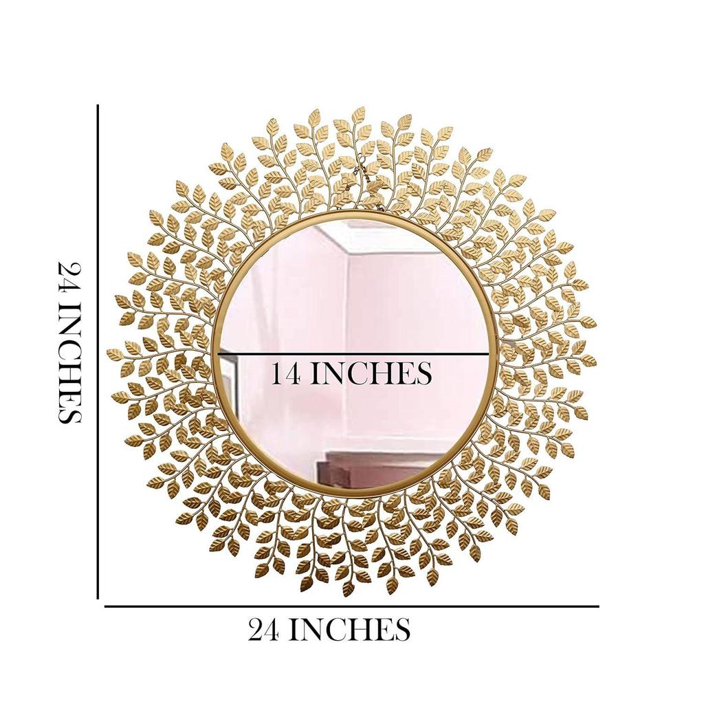 Rust Proof & Weather Proof Wall Mirror - Ideal Mirror for Living Room, Bathroom, Bedroom, Foyer | Entryway, Wash Basin Area - Gold 24 Inches 1 Piece