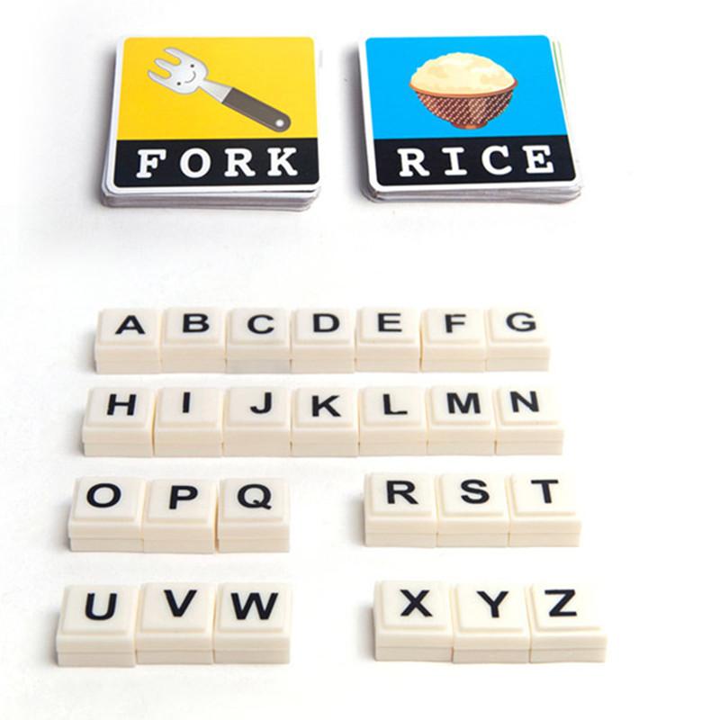 Passende Buchstaben Spiel Rechtschreibung Lesen Englisch Alphabet Holzbuchstaben Karte Match-Spiel Kinder Vorschule Lernen Sprache Spielzeug