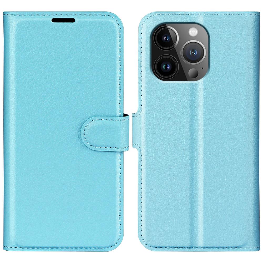 For iPhone 15 Pro Max Wallet Case Litchi Texture Shockproof Leather Flip Stand Phone Cover