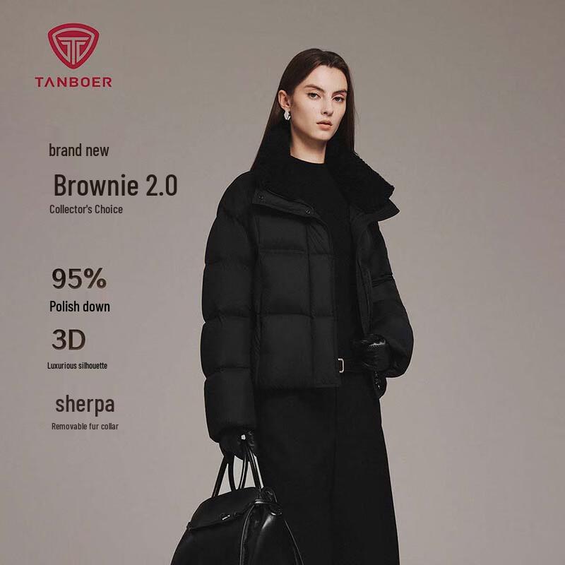 

Tanboer Women s Short Lamb Wool Stand Collar Oversized Down Jacket XS 155