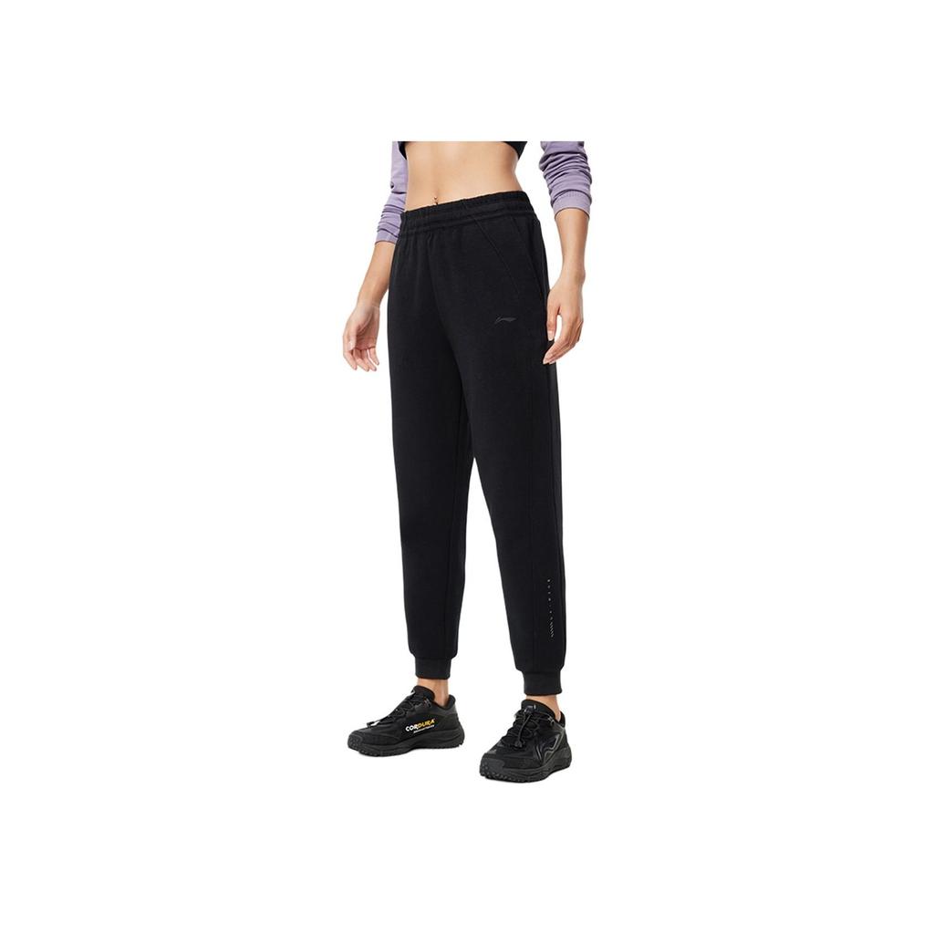 Li Ning Fitness Series Casual Breathable Comfortable Soft Knitted Sports Pants Women Pants Black AKLU140-1