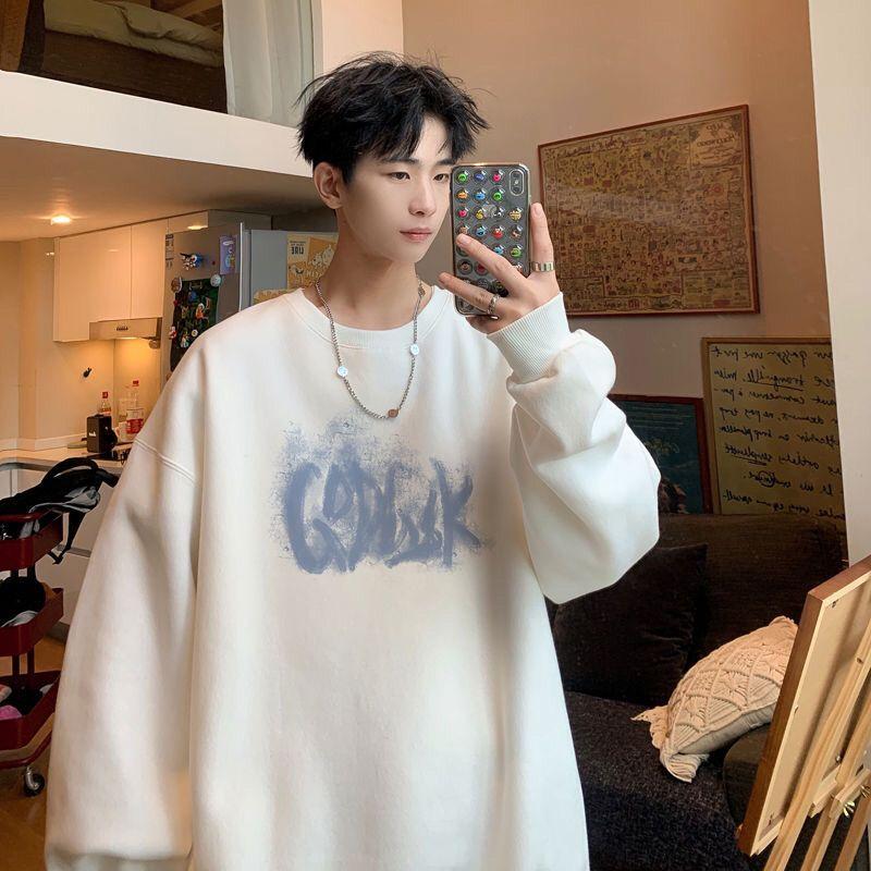 American Round Neck Korean Style Sweatshirt Men's Spring and Autumn Men's Clothes Long Sleeve T-Shirt Winter Top