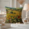 Landscape painting style Cushion Cover Antidustmite Pillowcase Invisible zipper silky short plush Sofa cushion cover