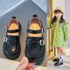 Spring Autumn Children Casual Leather Shoes For Girls Metal Buckle Loafers Girls Sneakers School White Black Kids Boat Shoe