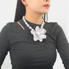 Resin Beaded Statement Necklace Large Colorful Flower Pendant Neckchain Adjustable Length Clavicle Chain for Women
