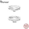BAMOER 925 Silver Simple Twisted Rope Ring, Gold Plated Cubic Zirconia Eternity Band Stackable for Women Engagement