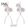 Golden Earrings Hook Fashion Elegant Petal Shape Ear Decor Long Dangle Design for Women Women's