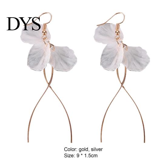 Golden Earrings Hook Fashion Elegant Petal Shape Ear Decor Long Dangle Design for Women Women's