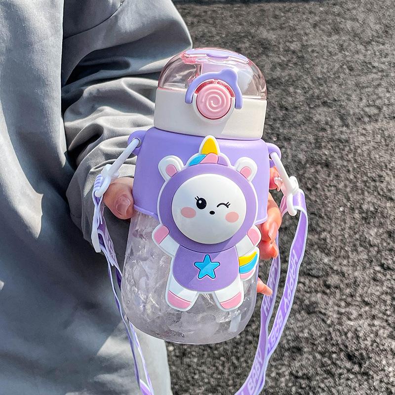 

Новые милые бутылки для воды для девочек, детская школьная чашка-непроливайка, летняя портативная пластиковая чашка для воды, термостойкая соломенная чашка с защитой от капель 680ml NO 3D sticker