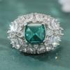 Gorgeous Elegant Green Synthetic Zircon Flower Ring Suitable For Women Parties Banquets Wedding Vintage Temperament Jewelry