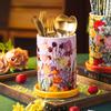 Creative Ceramic Chopsticks Barrel Painted Flower Storage Jar Home Kitchen Drain Chopsticks Knife Fork Spoon Storage Bucket New