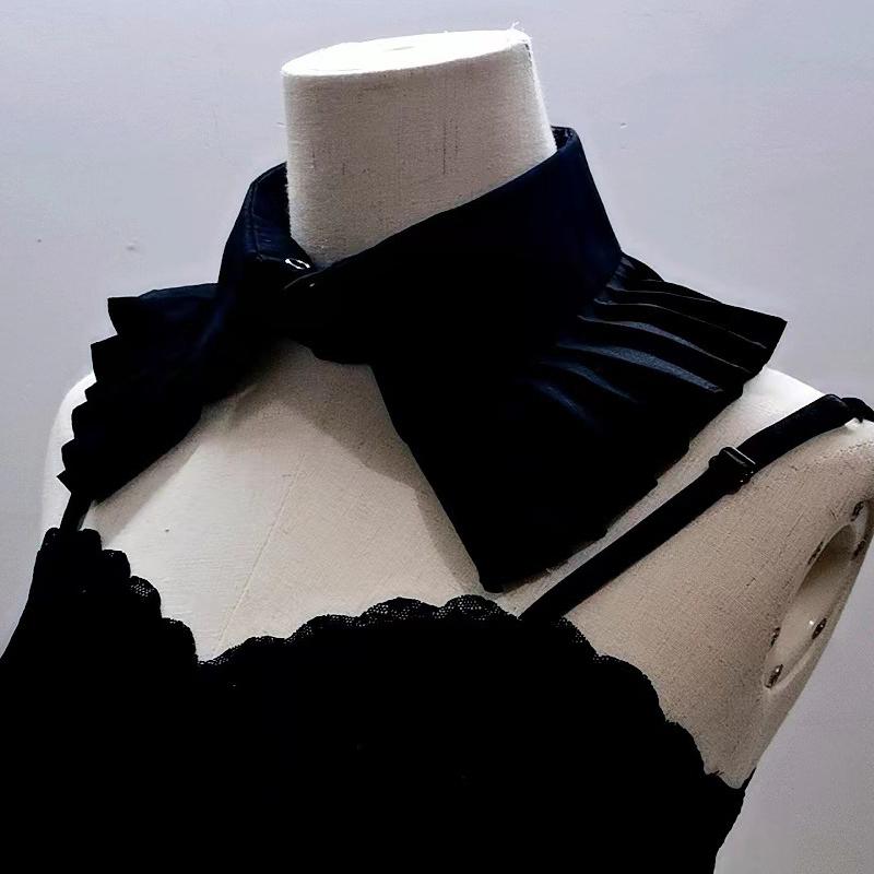 White Shawl Ruffle Detachable Stand Collar Solid Color Ladies Pleated Shirt Fake Collar Neckwear Female Decorative Neck Collar