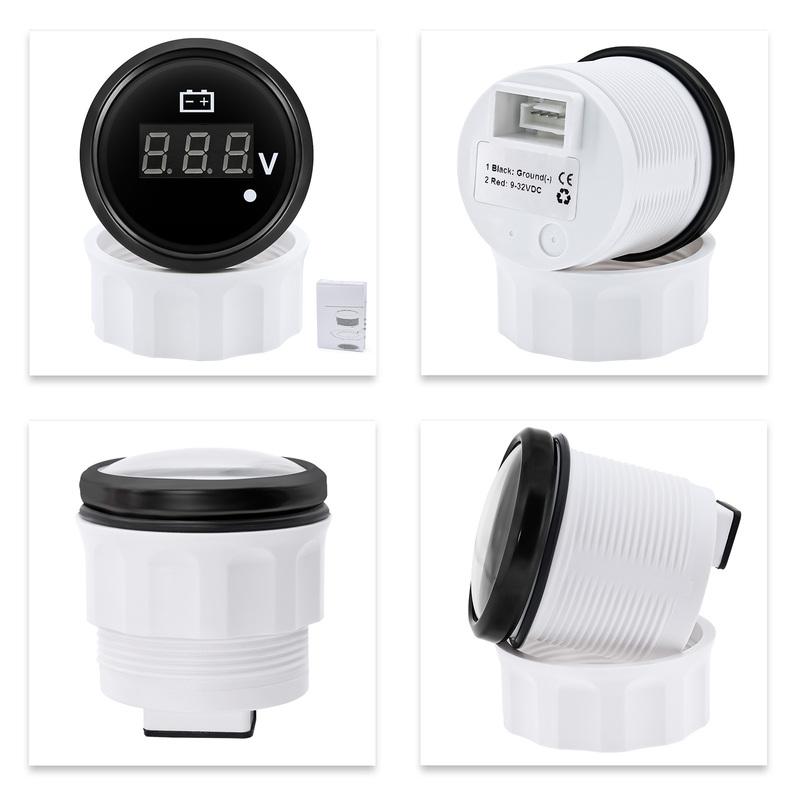 8-32V,28-48V 52mm Voltmeter with Warning Red Light Digital 52mm Voltage Car Gauge Waterproof Auto Marine Yacht 12V24V36V