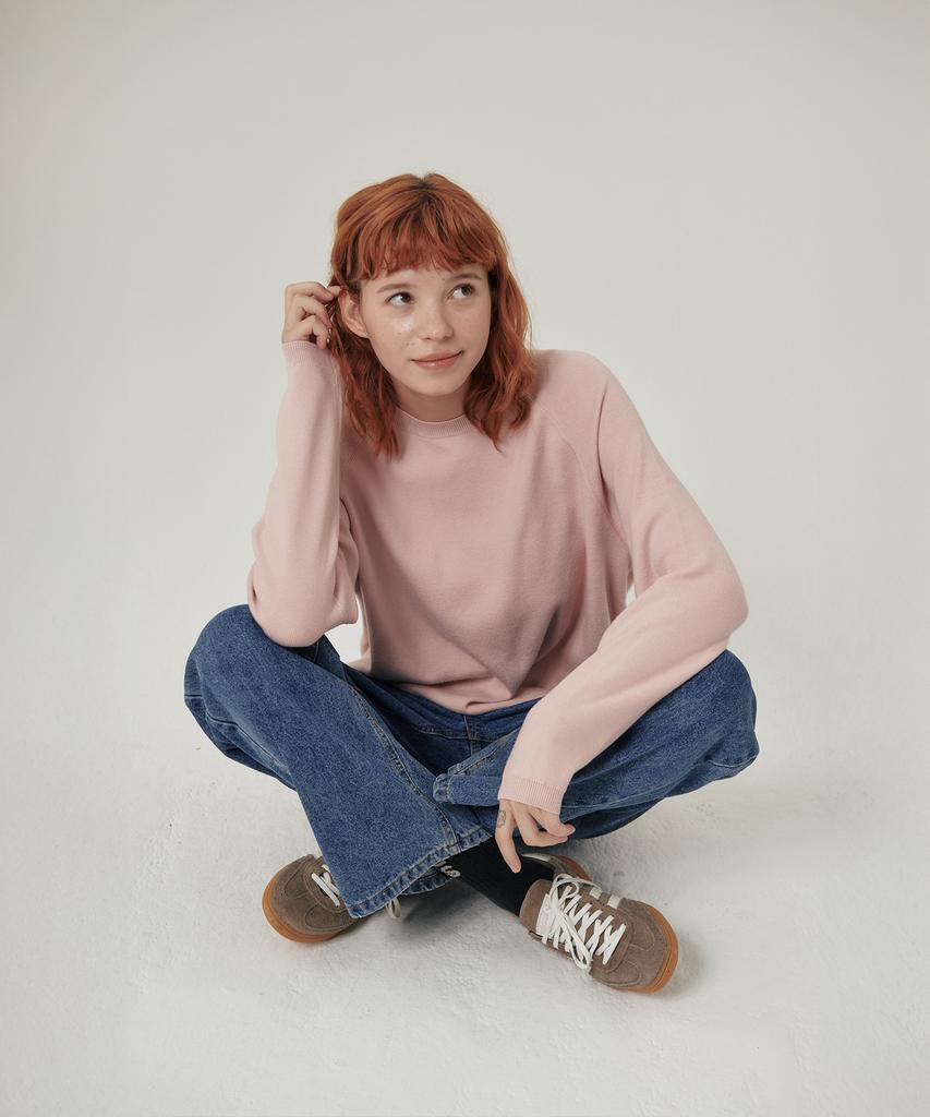 FLATWAVE IN SEOUL Marel Loose Fit Round Knit Pink