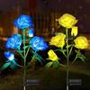 5 Heads Solar  Lights Outdoor Decorative Solar Garden Lights Plastic Rose Flower Lawn Lamp for Yard Patio Garden Decoration