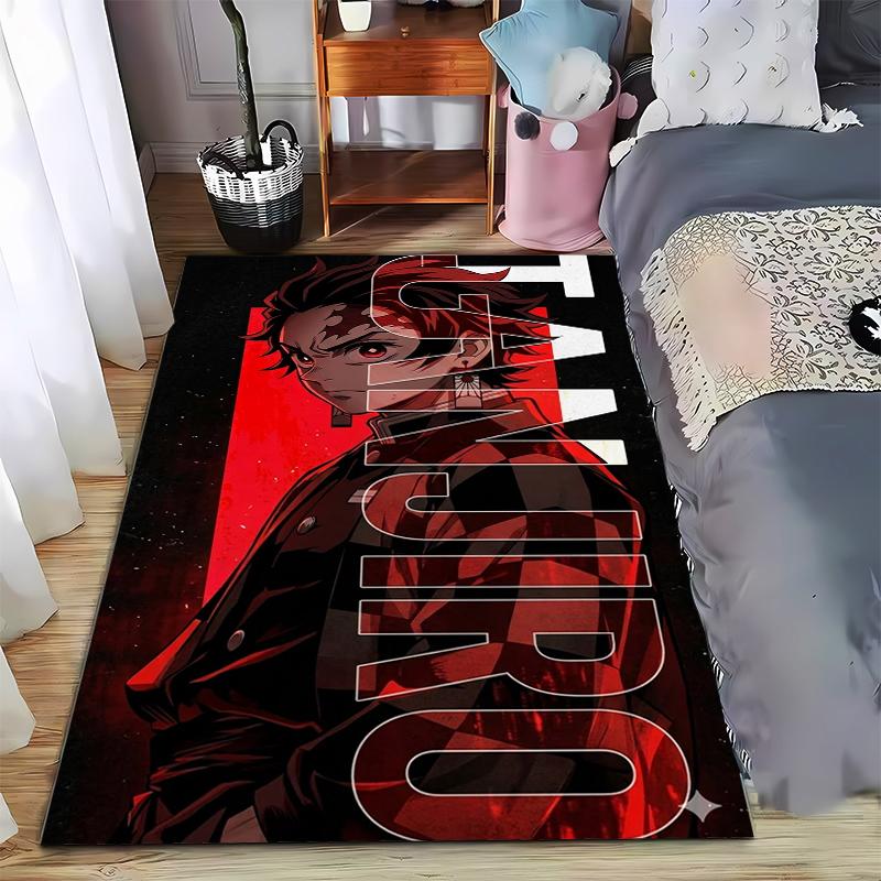 "Anime Style Red and Black Character Print Carpet for Bedroom Decor" Suitable for use as an anti-slip for living room bedroom sofas