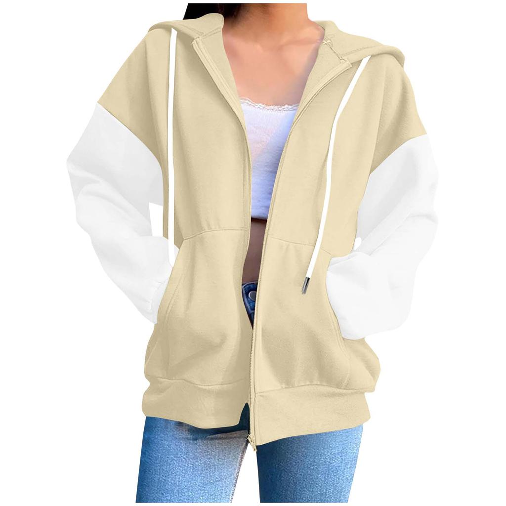 Women's Fashion Casual Long Sleeve Solid Color Hooded Sweatshirt Tops