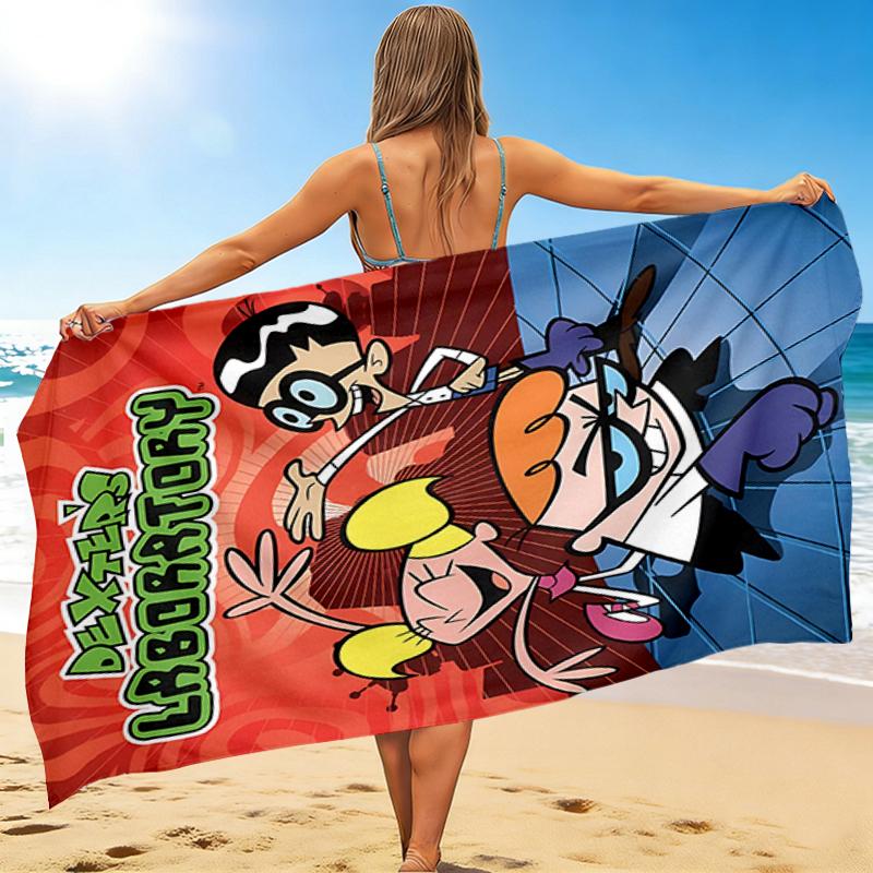1Pc Dexter'S Lab Adventure Beach Towel, Quick Dry, Multi-Use for Beach Pool Gym Yoga Home Travel, Christmas, Halloween, Xmas Gift M929251