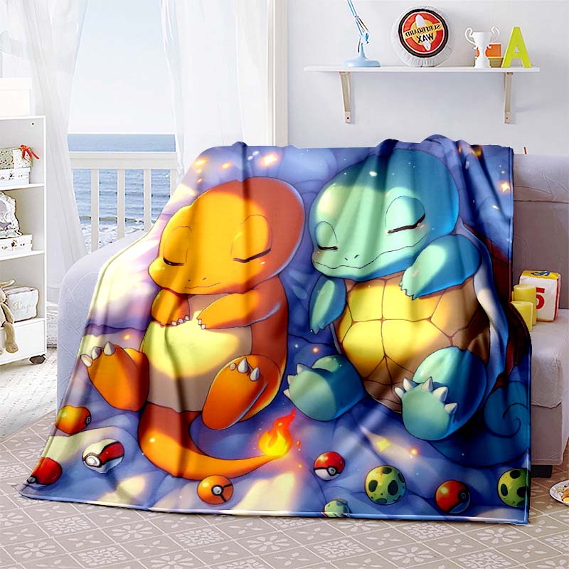Pokem-Squirtles Decorative Blanket School Bedroom Decoration Fluffy Soft Blankets for Bed Bedspread the Sofa Throw Warm Winter89