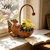 Flowerpot Rustic Iron Planter Fish Shaped Design Decorative Metal Flower Pot for Planter Succulents Cactus Plants Rustproof Garden Patio