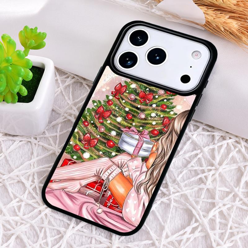 Christmas Girls Tree Gift Phone Case for iPhone 17 Air 16 15 11 12 14 13 Pro Max Shockproof Cover