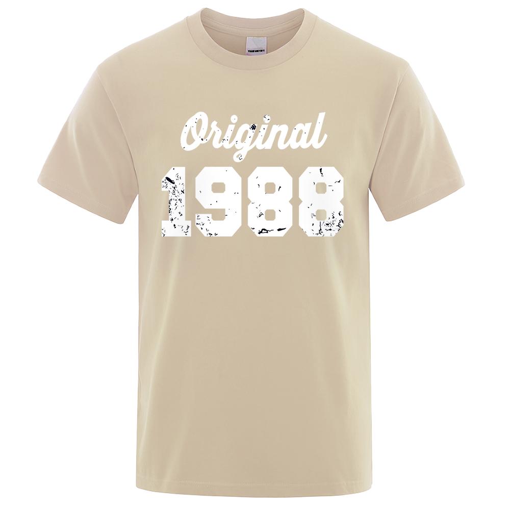 Original 1988 White Letter Print Male Tshirts Breathable Clothes High Quality Tee Clothes Hip Hop O-Neck Cotton Tshirt Couple