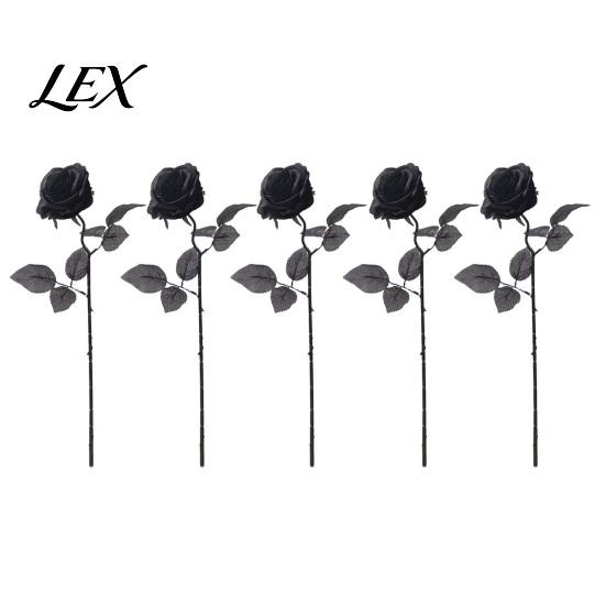 Realistic Silk Flowers for Home Decor Black Roses with Long Stems Wedding Centerpieces, Halloween Centerpiece Floral Decor, Artificial Faux