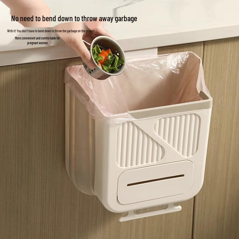 Foldable Wall-Mounted Trash Can for Kitchen & Bathroom