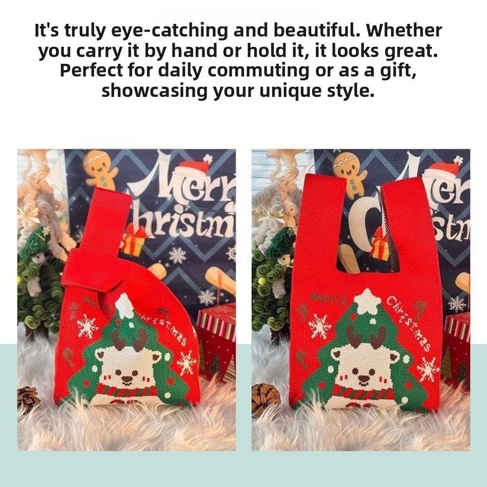 Mini Santa Claus Snowman Christmas Knit Bag Christmas Tree Reusable Christmas Gift Bags Knot Wrist Bags