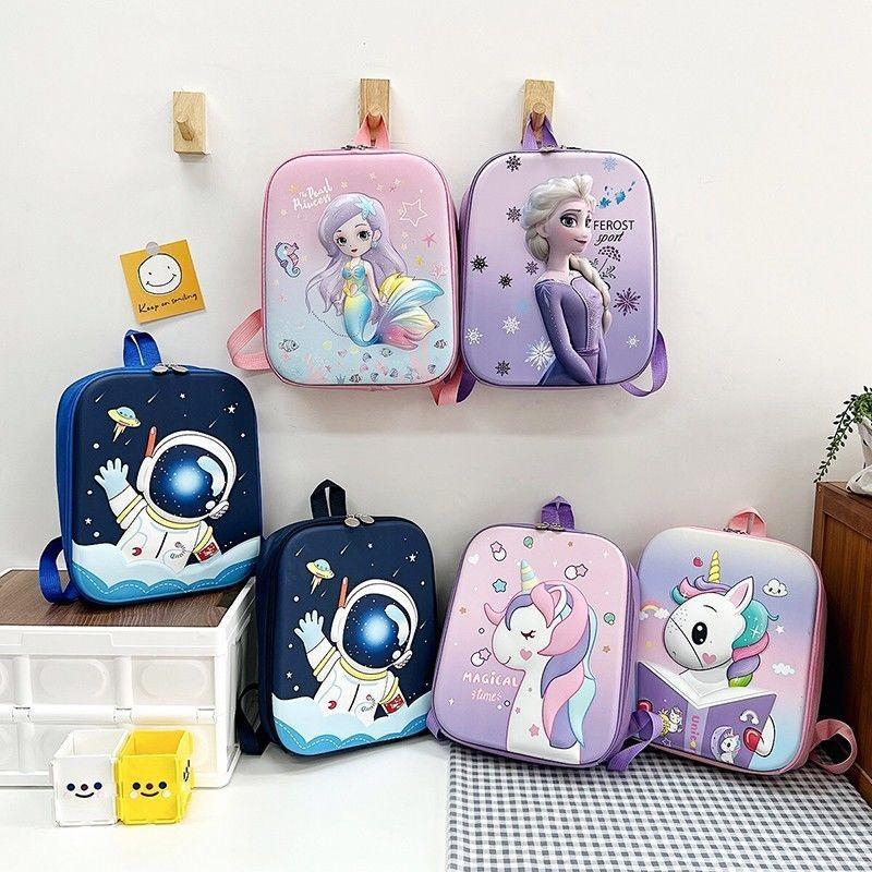 Elsa 3d Cartoon Hard Shell Double Shoulder Backpack Unicorn Schoolbag Waterproof
