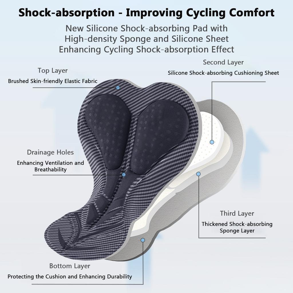 Bike Riding Shorts Padded Men Breathable Skin-Friendly Men's Cycling Shorts Removable Inner Lining Quick-drying 3D Tailoring Black EU Size L