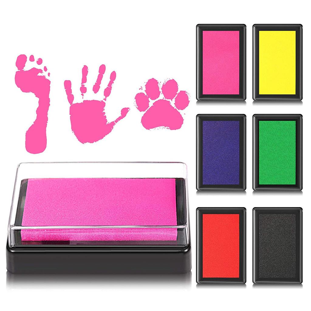 6 Reusable Baby Ink Pads Footprint Ink Pads Handprint Footprint Mud Create Impressive Commemorative Seals for Boys and Girls Non and Acid Ink Ea