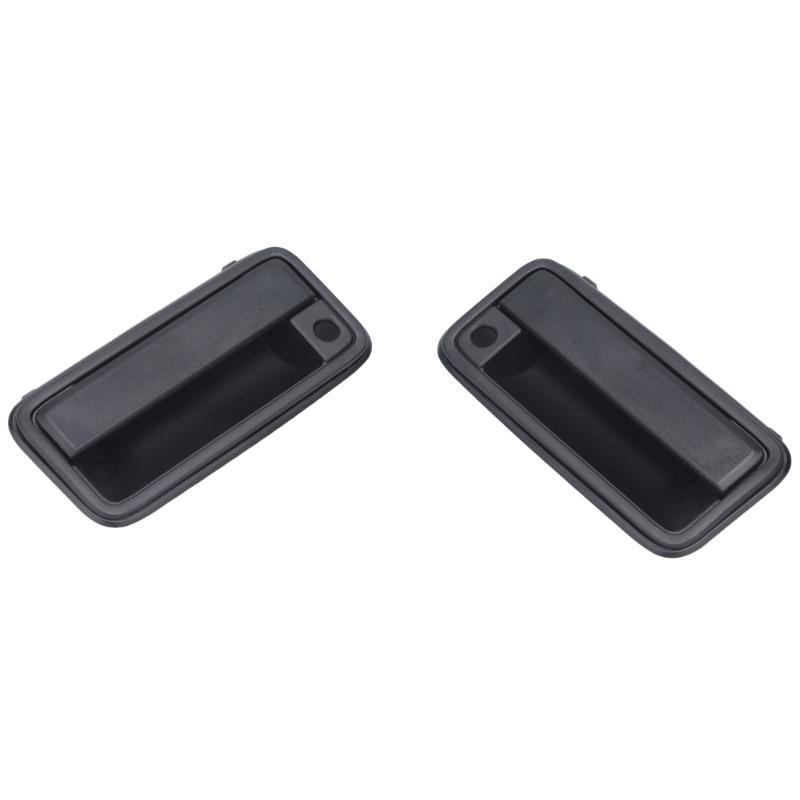 Mirrored Exterior Front Door Handles in Black Plastic, Left and Right Replacement Pair for Vehicle References 15742229 15742230