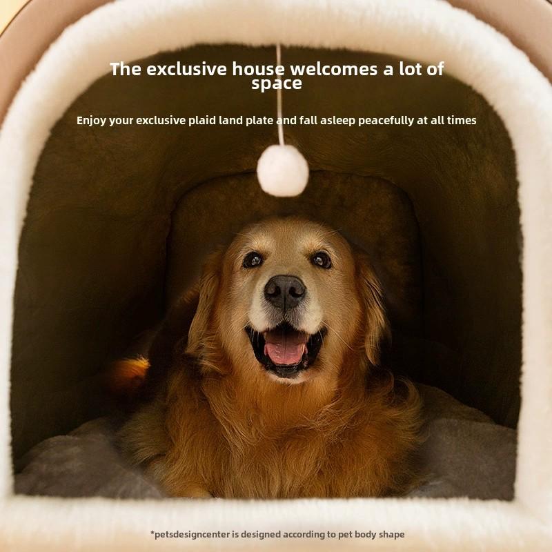 Warme Winter Hundehütte Abnehmbares Waschbares Hundebett Tiefschlafzelt für Mittelgroße und Große Hunde Hausmatte Haustierbedarf