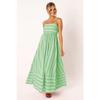 Maxi abito da donna a righe con spalline sottili e vita alta