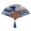 Silk Hand Fan Vintage Silk Folding Hand Fan Kanagawa Waves Japanese Folding Fan Women Bamboo Fans Japanese Art Craft Gift