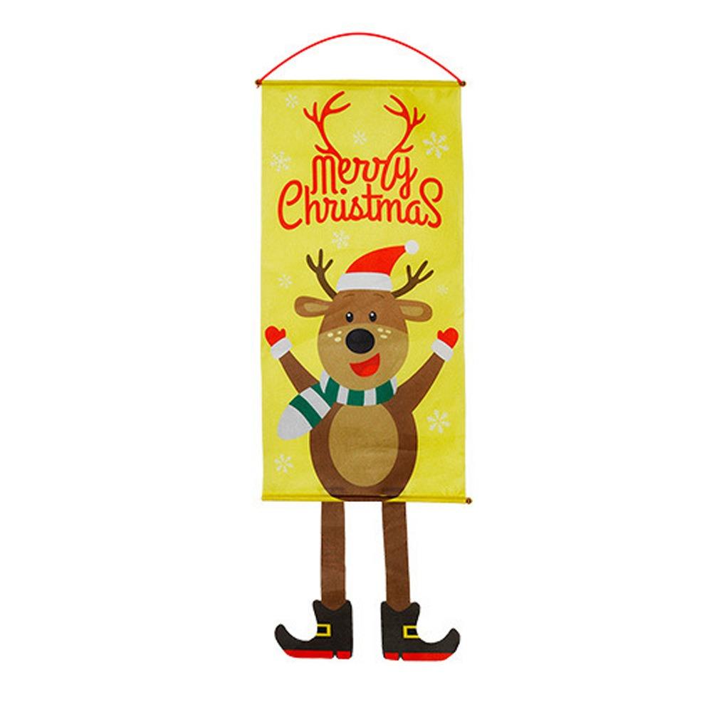 Santa Claus Xmas Door Banner Snowman Decoration Hanging Cloth Creative Christmas Hanging Flag  Door
