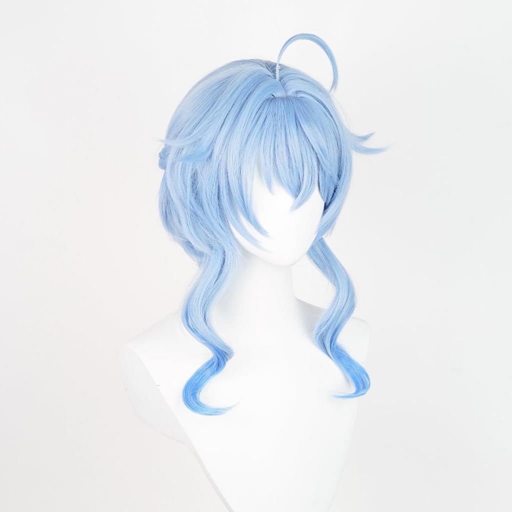 Blue Short Wig, Chignon Style, Heat-Resistant Wig, Cosplay Accessory, Wig Net Included, Perfect for Comic Market Events, Halloween, School Festivals,