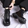 Fashion British Leather Platform Boots for Men New Soft-soled Black Luxury Shoes Man Fashion Casual  Autumn Winter Ankle Boots Male