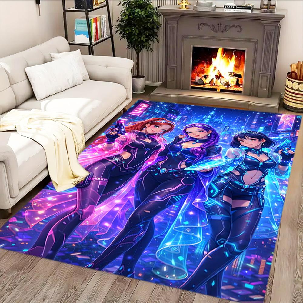Magische Meisjes in Neonlichten vloerkleed voor woonkamers, slaapkamers, huisdecoratie en als cadeau.