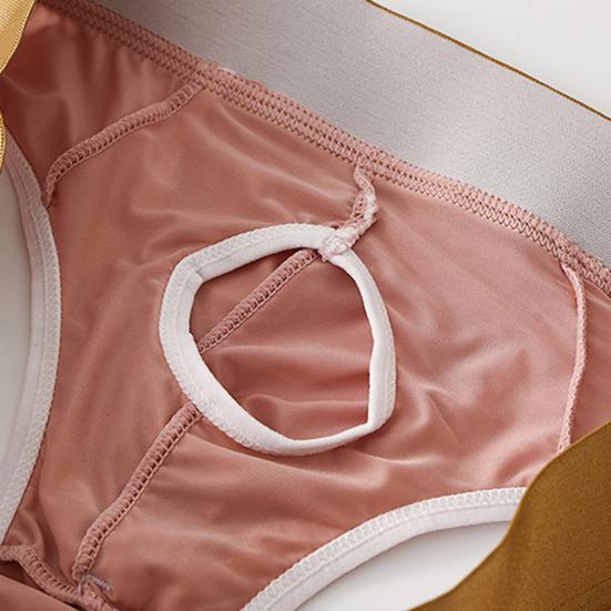 Men Briefs Low-rise Elastic Waistband Side Opening Design U-Convex Panties Breathable Underwear Daily Wear