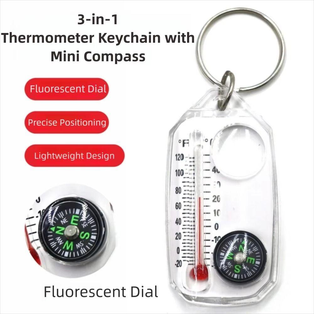 3-in-1 Camping Compass Thermometer Compact Guiding Compass Tool  Outdoor Activities