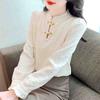Fashion New 2024 Winter Chinese Style Long Sleeve Stand Collar Velvet Blouse Shirt Women Tops Blouses Shirts J807