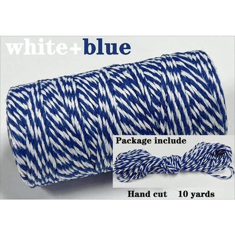 Sfoară Bumbac Bicolor 2mm 10 yarzi Sfoară Bakers Twine Fir Bumbac pentru Decor Acasă Handmade DIY Ambalare Cadou Crăciun