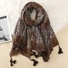 Autumn Women Scarf Cotton Leopard Print Shawl Tassel Summer Sun Protection Muslim Hijab Viscose Wrap Headscarf 90*180cm